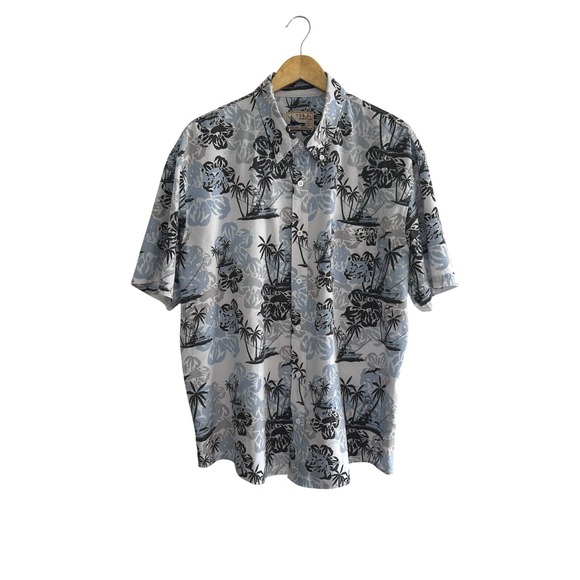 Huk Other - Huk Button-Up Shirt Mens‎ Size XL Blue Short Sleeve Fishing Graphic Print Casual